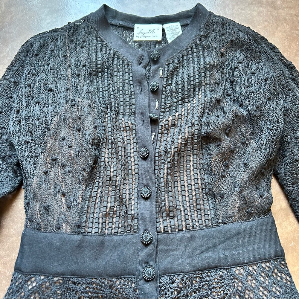 ANTHROPOLOGIE brand Beguile by Byron Lars- size 0 Black Long Sleeve Lace Dress - Picture 6 of 17